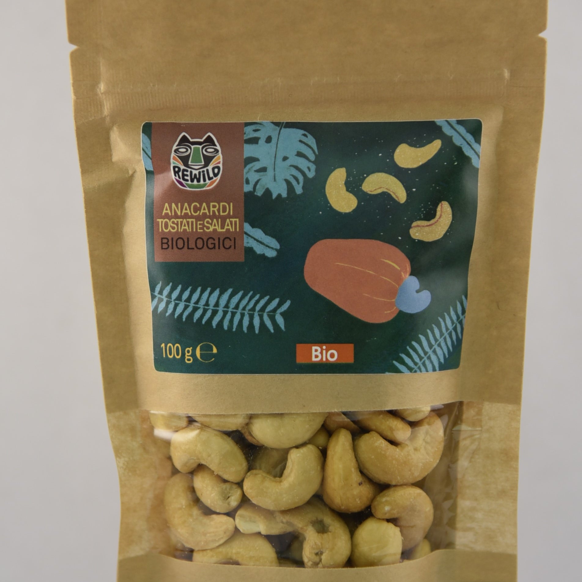 anacardi tostati e salati bio 100gr rewild
