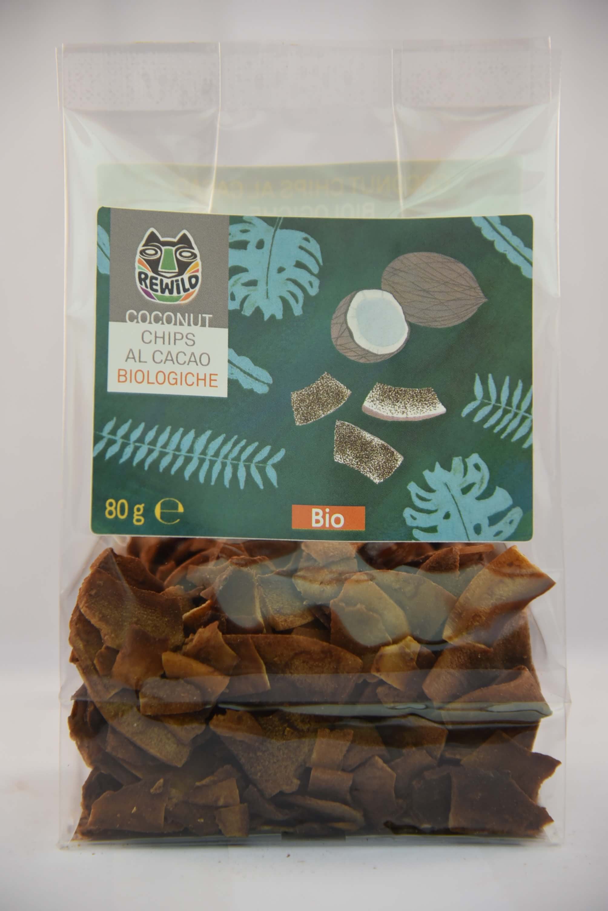 chips di cocco al cacao 80gr bio rewild