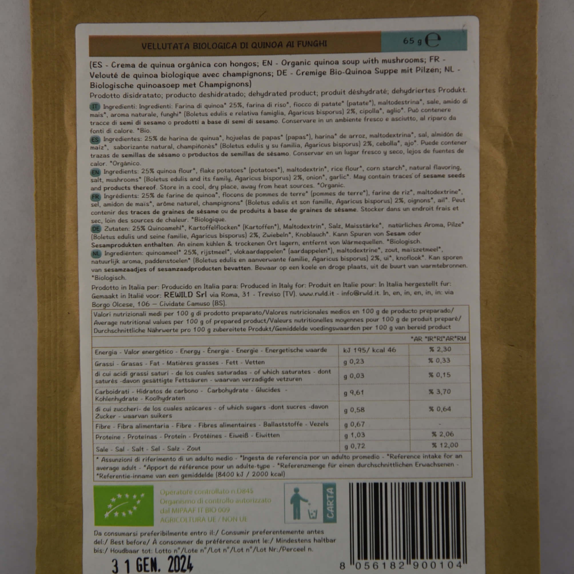 vellutata quinoa e funghi rewild